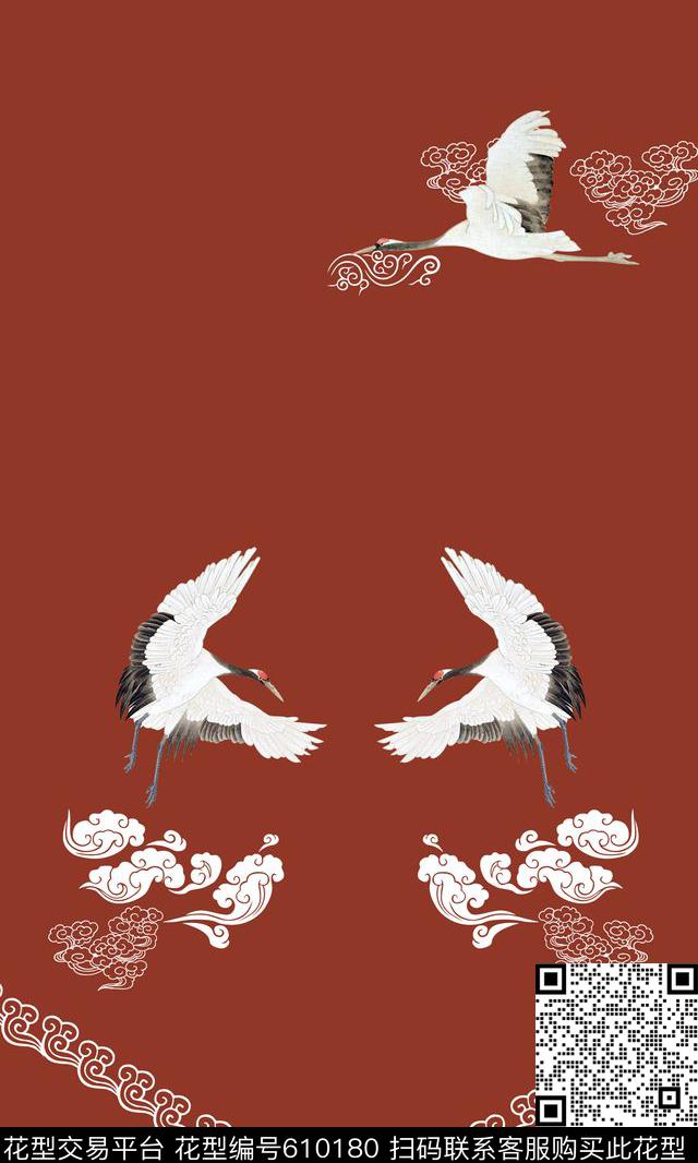 160410-鹤-旗袍-1副本-3.jpg - 610180 - 仙鹤 祥云 中国风 - 数码印花花型 － 女装花型设计 － 瓦栏