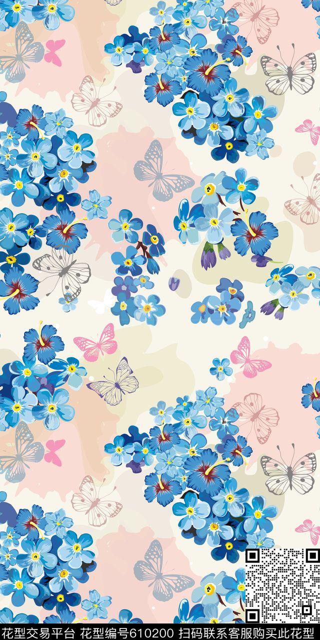 碎花.jpg - 610200 - 三色堇 花朵 花卉 - 数码印花花型 － 女装花型设计 － 瓦栏