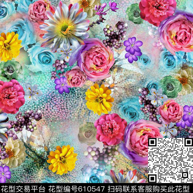 MG－J-Y490.jpg - 610547 - 花卉 抽像 手绘 - 数码印花花型 － 女装花型设计 － 瓦栏