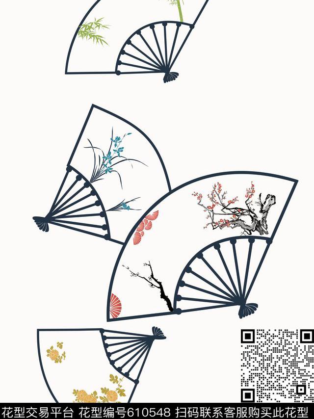 君之雅风.jpg - 610548 - 工笔画 民族风 中国风 - 传统印花花型 － 女装花型设计 － 瓦栏