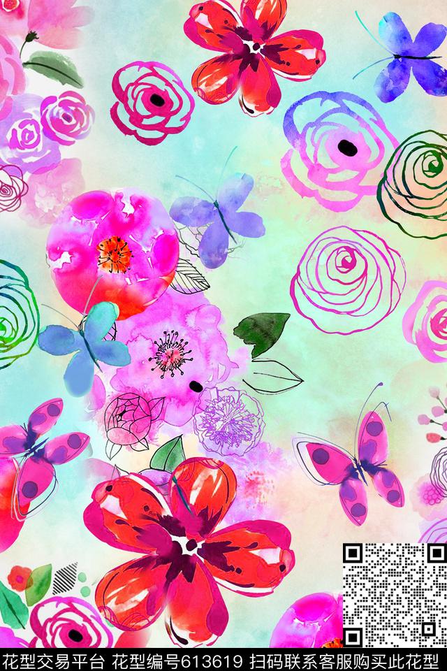 WL6D5-20.3.jpg - 613619 - 手绘 花卉 抽象花卉 - 数码印花花型 － 女装花型设计 － 瓦栏