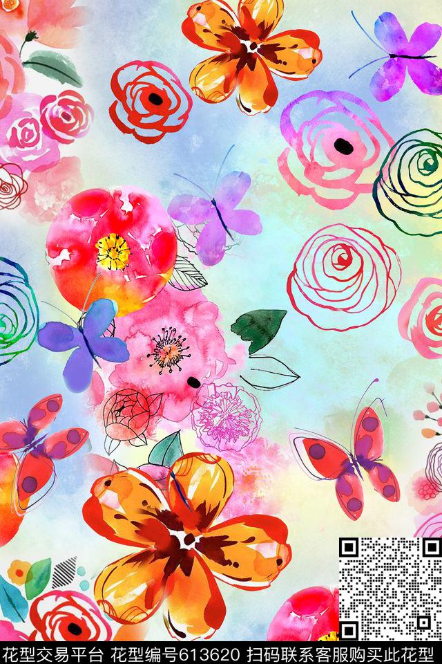 WL6D5-20.jpg - 613620 - 手绘 花卉 抽象花卉 - 数码印花花型 － 女装花型设计 － 瓦栏