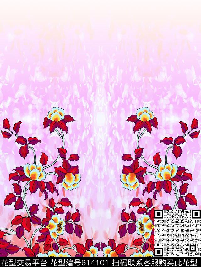 16-1-19-8.jpg - 614101 - 中国风 传统花卉 女装定位 - 数码印花花型 － 女装花型设计 － 瓦栏