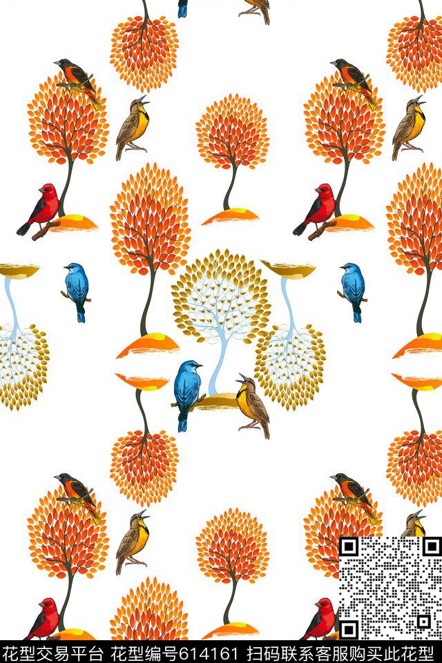 160412-1-2.jpg - 614161 - 鸟儿 花鸟 鸟的天堂 - 数码印花花型 － 沙发布花型设计 － 瓦栏