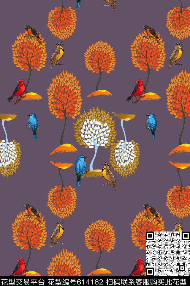 160412-1-3.jpg - 614162 - 鸟儿 花鸟 鸟的天堂 - 数码印花花型 － 沙发布花型设计 － 瓦栏