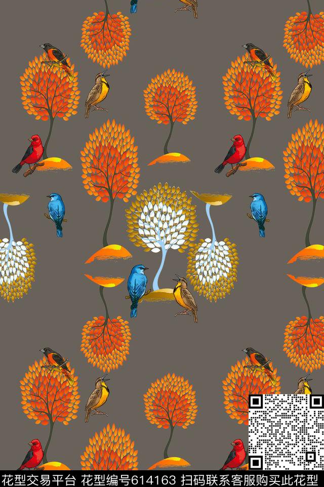 160412-1-4.jpg - 614163 - 鸟儿 花鸟 鸟的天堂 - 数码印花花型 － 沙发布花型设计 － 瓦栏
