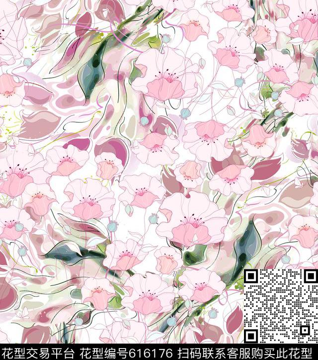 服饰--9.jpg - 616176 - 花朵。粉色 - 数码印花花型 － 女装花型设计 － 瓦栏