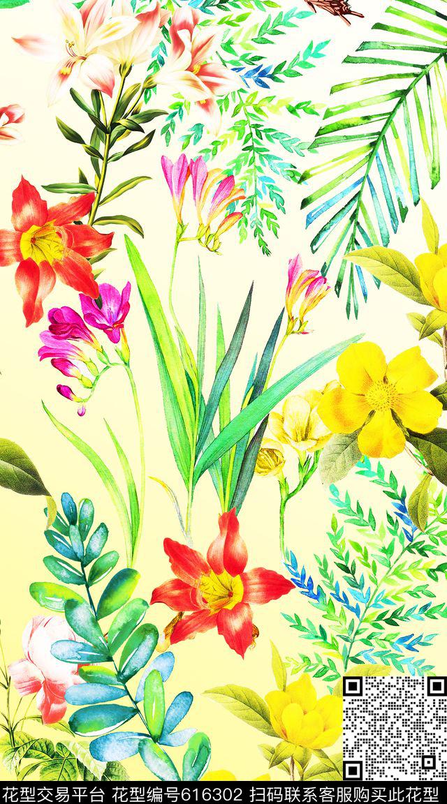 D-0075.jpg - 616302 - 定位 花朵 花卉 - 数码印花花型 － 女装花型设计 － 瓦栏