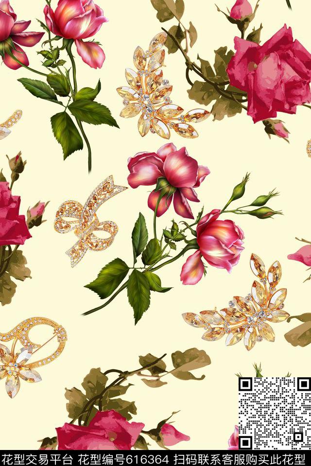 YSA2100138-1.jpg - 616364 - 水彩 花卉 玫瑰 - 数码印花花型 － 女装花型设计 － 瓦栏