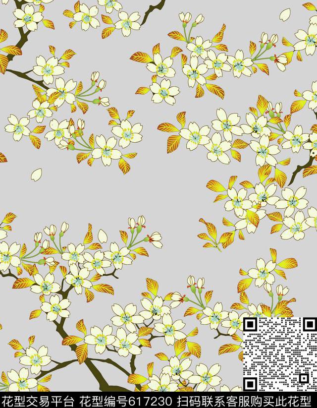 02-6.tif - 617230 - 小碎花 花卉 花朵 - 数码印花花型 － 女装花型设计 － 瓦栏