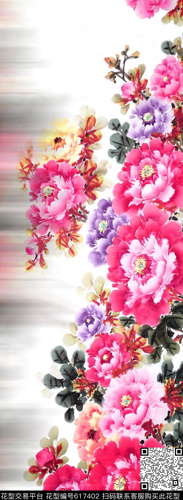 20164-21-7.jpg - 617402 - 中国风 牡丹 花卉 - 数码印花花型 － 女装花型设计 － 瓦栏