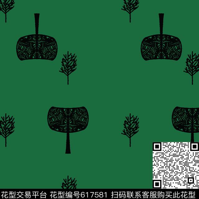 树3.jpg - 617581 - 树 卡通 复古 - 传统印花花型 － 女装花型设计 － 瓦栏