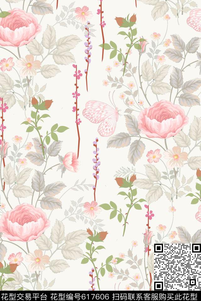 weiwenhuaming.jpg - 617606 - 女装 玫瑰 花卉 - 传统印花花型 － 女装花型设计 － 瓦栏