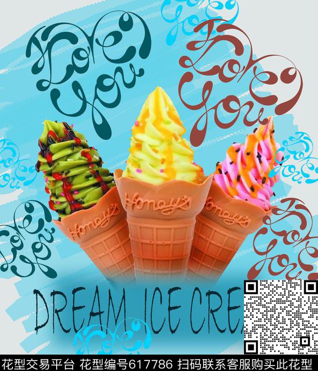 10014khdz - 617786 - 冰淇淋 糖果 字母 - 数码印花花型 － 其他花型设计 － 瓦栏