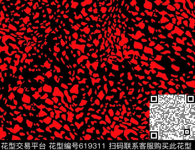 单色豹点 红色.tif - 619311 - 动物纹 豹纹 豹点 - 传统印花花型 － 女装花型设计 － 瓦栏