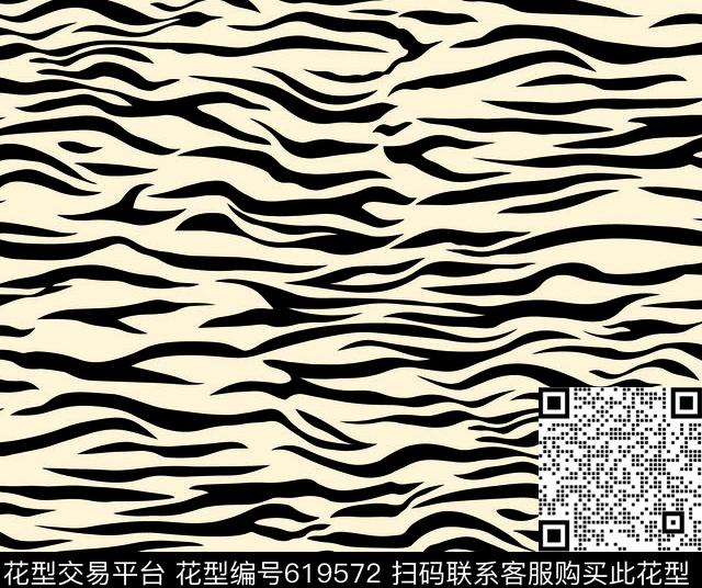 斑马纹.tif - 619572 - 动物纹 斑马纹 肌理 - 传统印花花型 － 女装花型设计 － 瓦栏