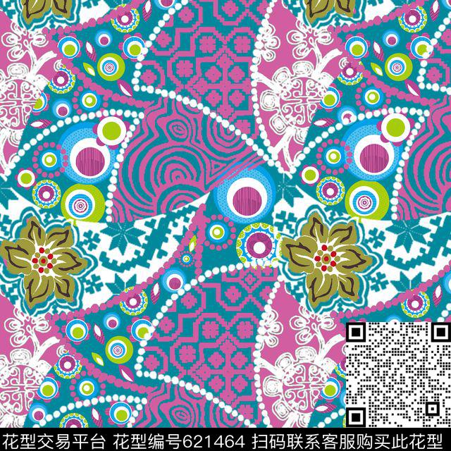 方巾-6.jpg - 621464 - 线条将花卉与纹路隔开 - 传统印花花型 － 方巾花型设计 － 瓦栏
