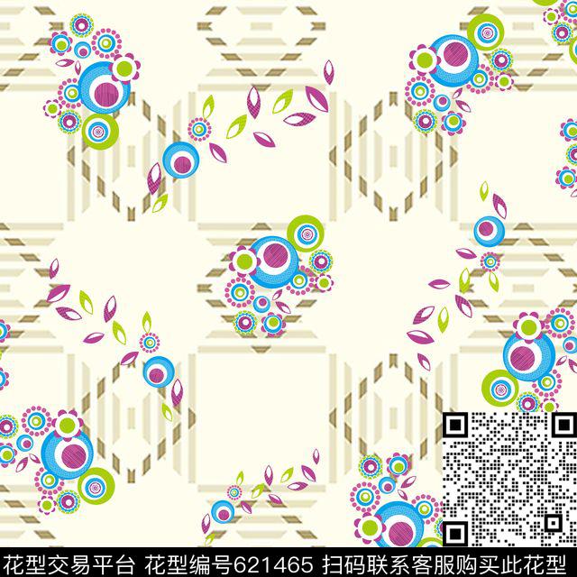 方巾-7.jpg - 621465 - 条纹 加上大小不一的彩色圆圈组合 - 传统印花花型 － 方巾花型设计 － 瓦栏