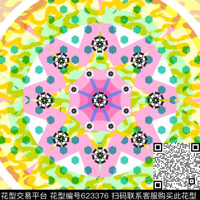 bz4.jpg - 623376 - 现代流行 色彩的变化 - 数码印花花型 － 方巾花型设计 － 瓦栏