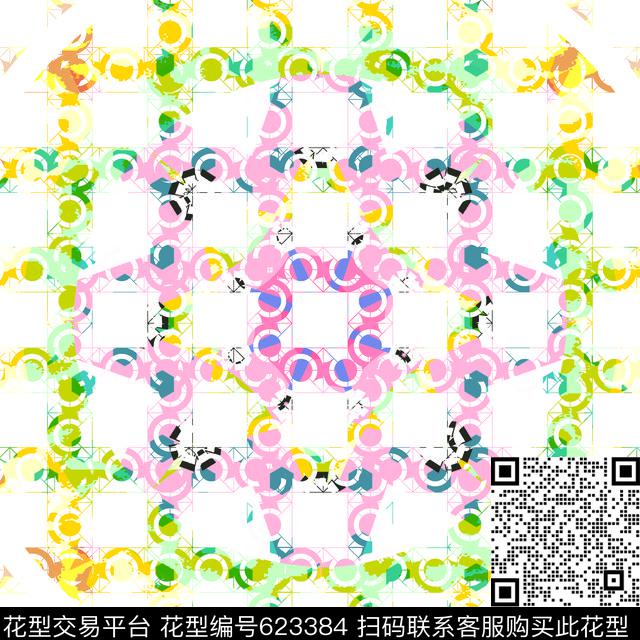 zd1.jpg - 623384 - 色彩的变化 配在简单的几何图像上 - 数码印花花型 － 方巾花型设计 － 瓦栏