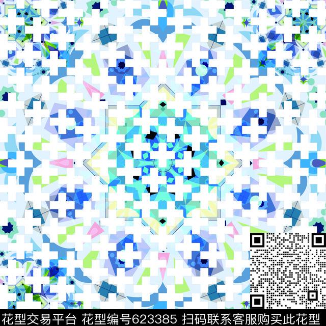 zd2.jpg - 623385 - 色彩 清秀 - 数码印花花型 － 方巾花型设计 － 瓦栏