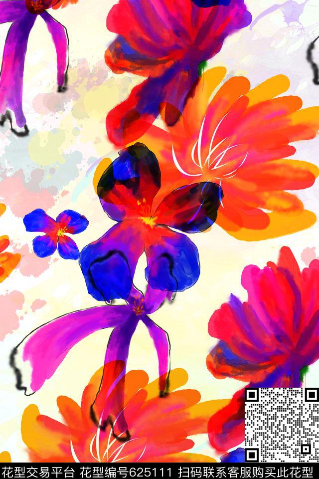 ly-1.jpg - 625111 - 花卉 水彩 手绘 - 数码印花花型 － 女装花型设计 － 瓦栏