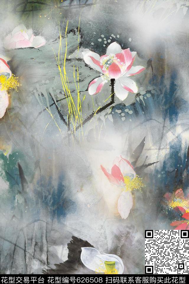 2865.jpg - 626508 - 中国风 花卉 国画 - 数码印花花型 － 女装花型设计 － 瓦栏