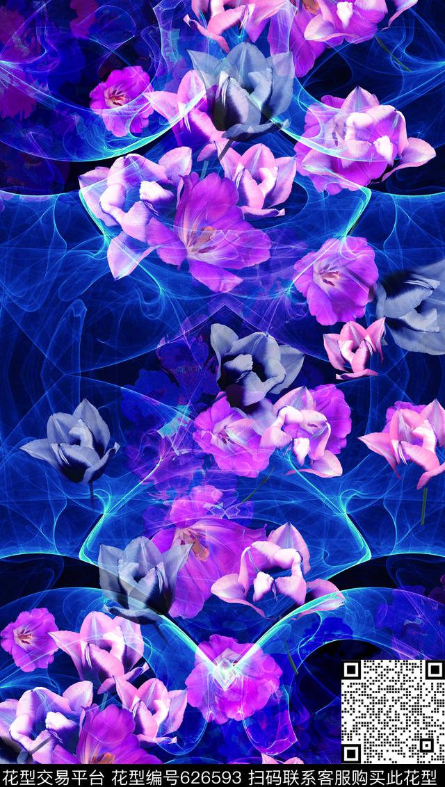 129.jpg - 626593 - 花卉 迷幻 抽象 - 数码印花花型 － 女装花型设计 － 瓦栏