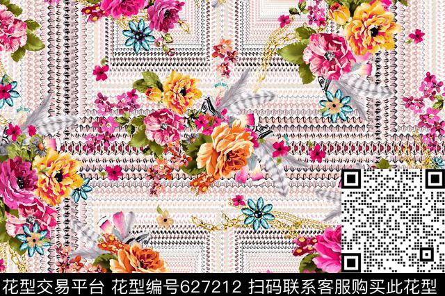 sh-5250-pc.jpg - 627212 - 几何组合 花卉 数码或仿数码 - 数码印花花型 － 女装花型设计 － 瓦栏