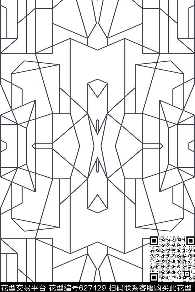 568-2.jpg - 627429 - 不规则几何 色块 几何 - 传统印花花型 － 男装花型设计 － 瓦栏