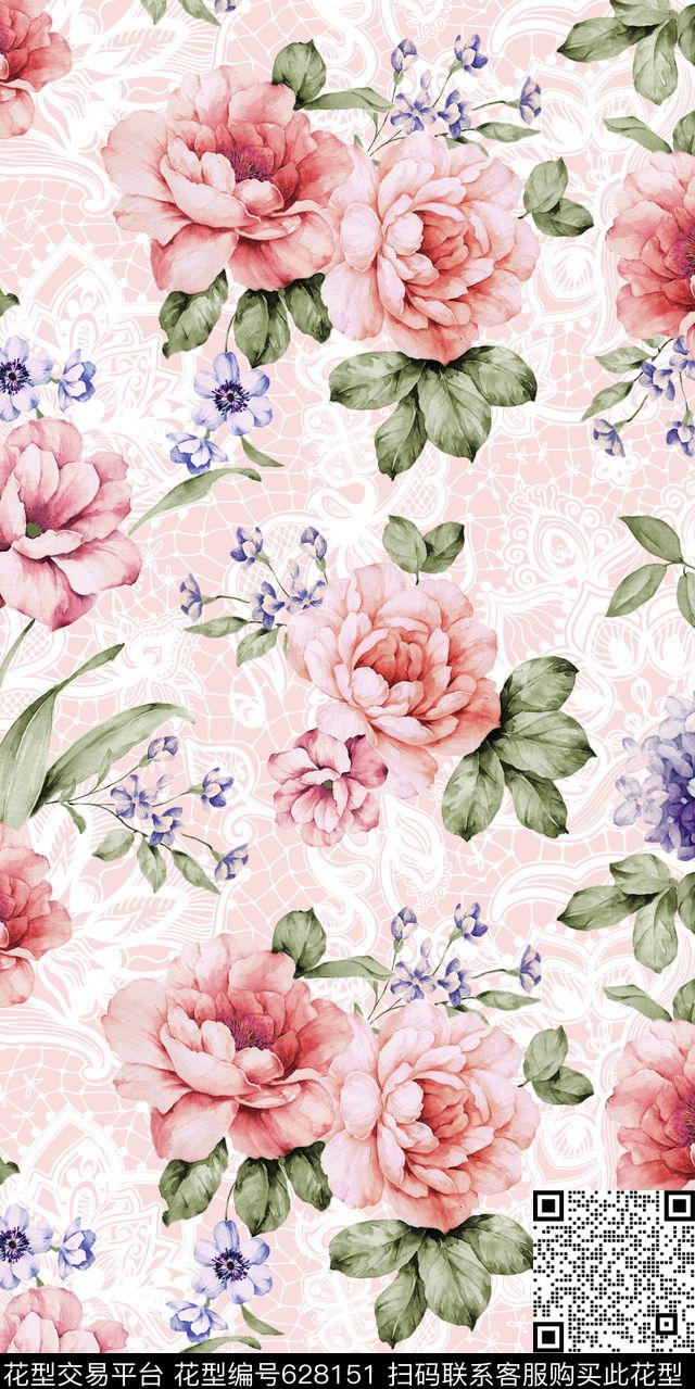 JPEG-42.jpg - 628151 - 蕾丝 刺绣 水彩花卉 - 数码印花花型 － 女装花型设计 － 瓦栏