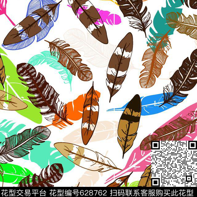 155叶子.jpg - 628762 - 动物纹 卡通 羽毛 - 传统印花花型 － 女装花型设计 － 瓦栏