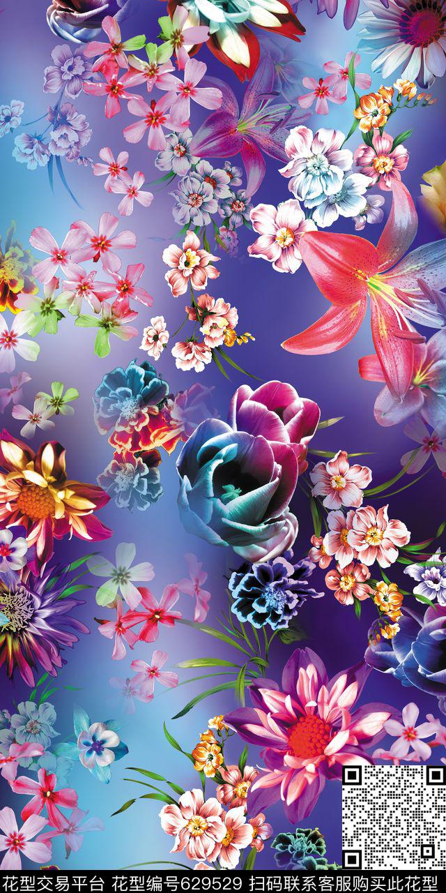 Z-2414.jpg - 629529 - 花朵 花卉 幻彩 - 数码印花花型 － 女装花型设计 － 瓦栏