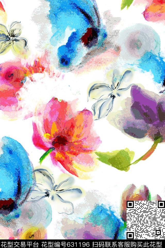 2016-2-110.jpg - 631196 - 花朵 花卉 水彩花卉、抽象 - 数码印花花型 － 女装花型设计 － 瓦栏