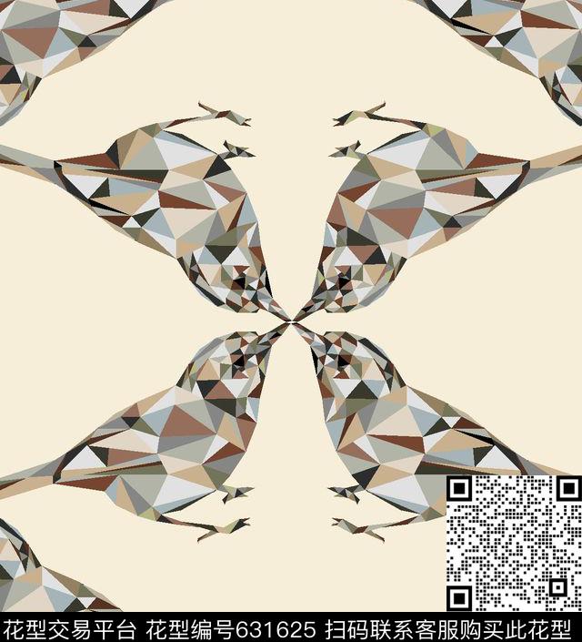chip new2-4.jpg - 631625 - 动物 鸟 几何 - 数码印花花型 － 长巾花型设计 － 瓦栏