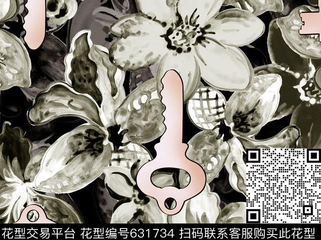 Z-2591-2副本.jpg - 631734 - 花朵 花卉 暗花系 - 传统印花花型 － 女装花型设计 － 瓦栏