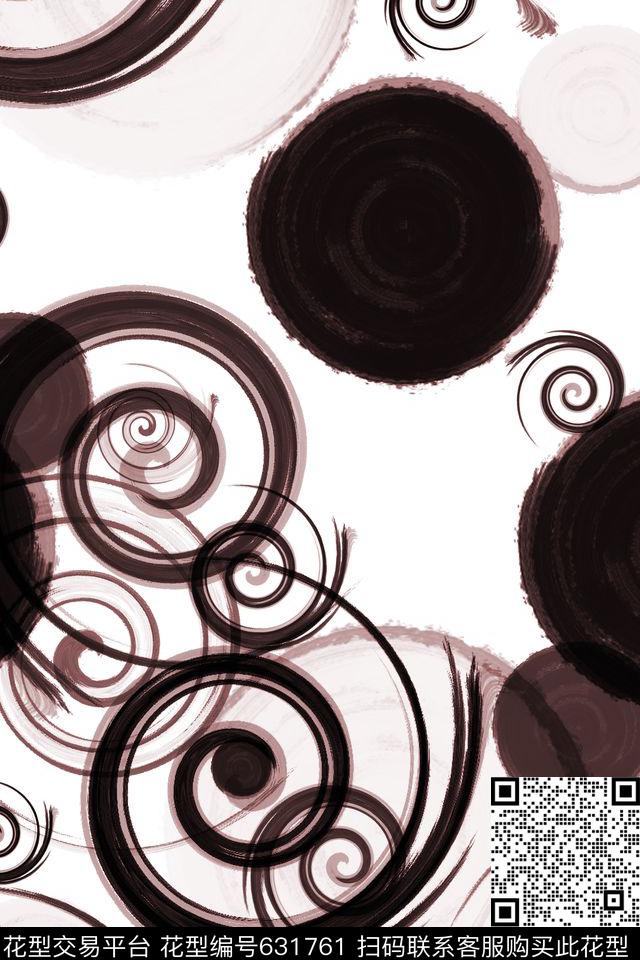圆r.jpg - 631761 - 圆圈 漩涡 水墨 - 数码印花花型 － 女装花型设计 － 瓦栏