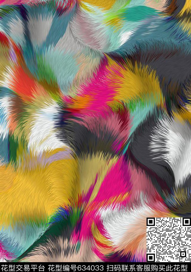 豹彩色纹理.jpg - 634033 - 动物纹 满版 循环 - 数码印花花型 － 女装花型设计 － 瓦栏