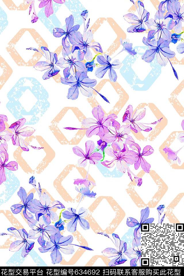 9.jpg - 634692 - 几何花卉 女装 花朵 - 传统印花花型 － 女装花型设计 － 瓦栏