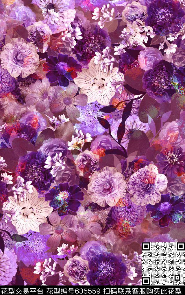 花的世界2.jpg - 635559 - 花卉 怀旧 碎花 - 数码印花花型 － 床品花型设计 － 瓦栏
