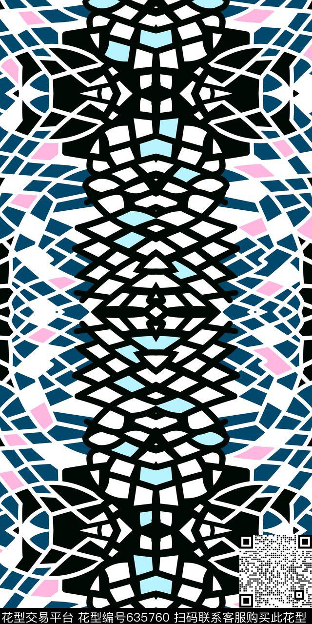 运动紧身裤3.jpg - 635760 - 马赛克 三角形 几何 - 传统印花花型 － 女装花型设计 － 瓦栏