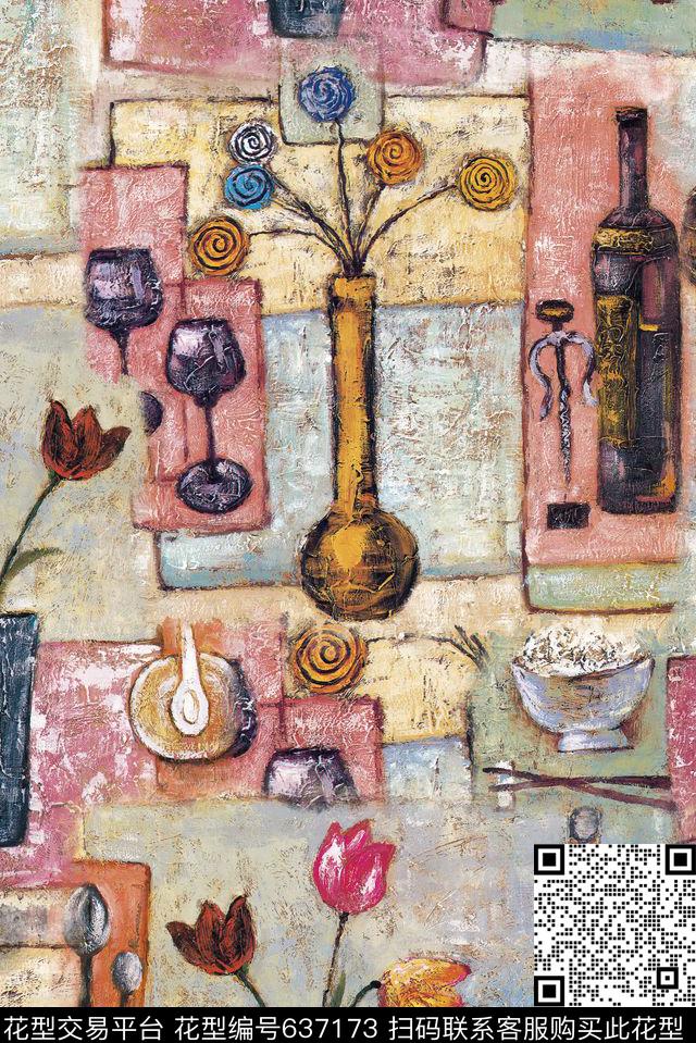 2016-2-120.jpg - 637173 - 条纹 条子 油画风景 - 数码印花花型 － 女装花型设计 － 瓦栏