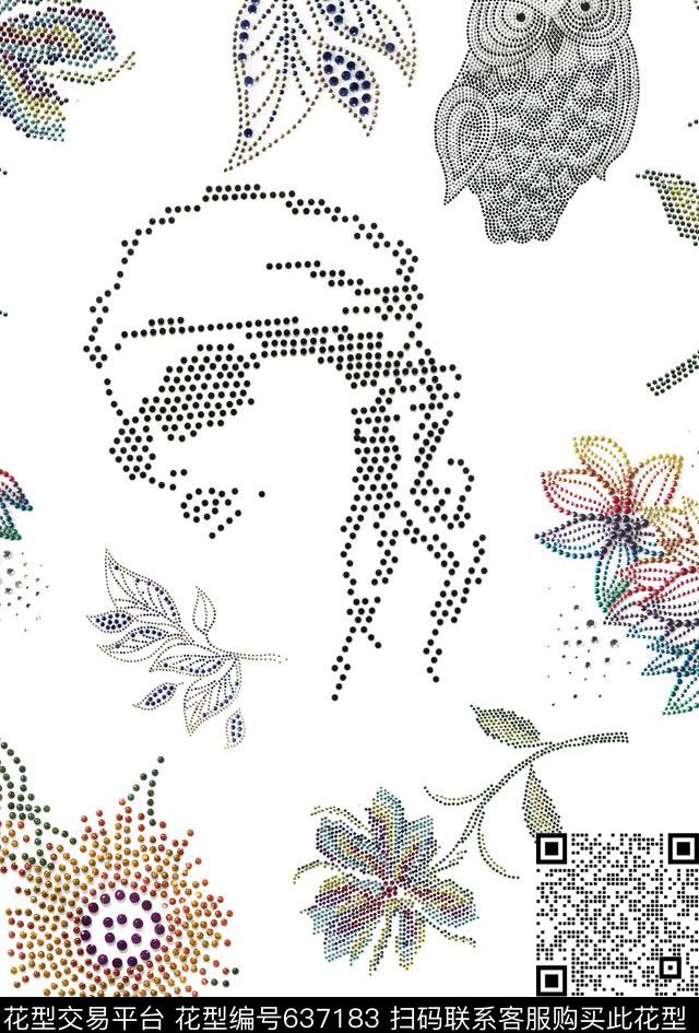 实物钉珠感图案.jpg - 637183 - 钉珠 质感 春夏 - 数码印花花型 － 女装花型设计 － 瓦栏