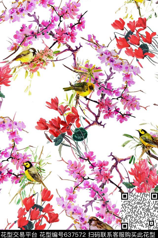 S6A5012-1.jpg - 637572 - 花卉 鸟 手绘 - 数码印花花型 － 女装花型设计 － 瓦栏