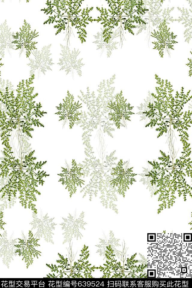 树叶2.jpg - 639524 - 水彩花卉 清新水彩 水彩植物 - 数码印花花型 － 女装花型设计 － 瓦栏