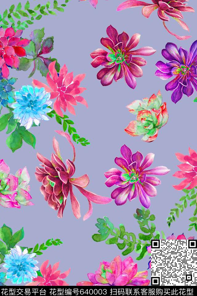 160509-1.jpg - 640003 - 布艺家纺 浅底 手绘花卉 - 数码印花花型 － 女装花型设计 － 瓦栏