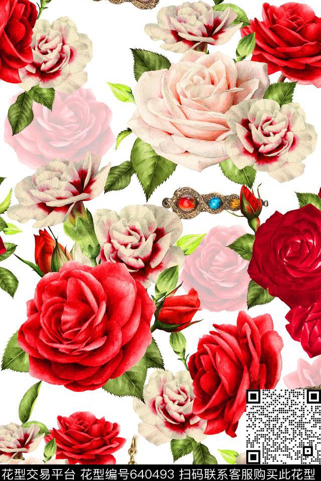 160518-1.jpg - 640493 - 手绘花卉 布艺家纺 玫瑰 - 数码印花花型 － 女装花型设计 － 瓦栏