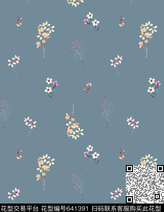 碎花.jpg - 641391 - 小碎花 花卉 手绘 - 数码印花花型 － 女装花型设计 － 瓦栏
