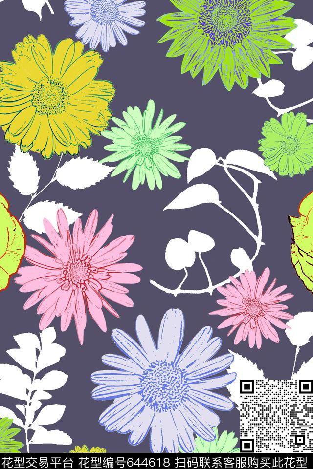 S6A60013-1.jpg - 644618 - 花卉 山石纹理 热带 - 数码印花花型 － 泳装花型设计 － 瓦栏