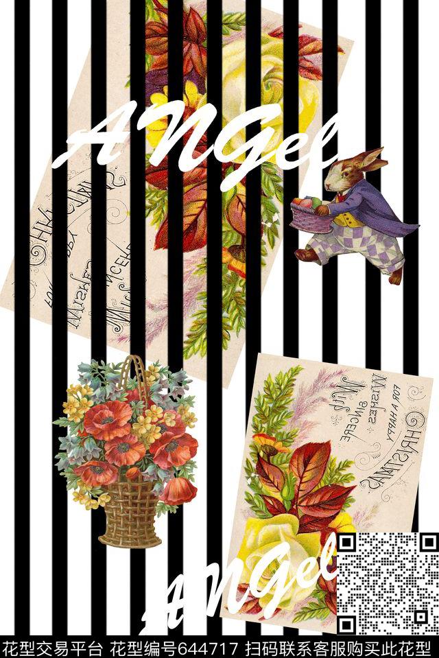 02-9.tif - 644717 - 趣味 花卉 字母 - 数码印花花型 － 女装花型设计 － 瓦栏